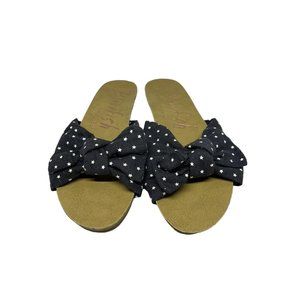 NEW BlowFish Malibu Comfortable Navy Blue Polka Dot Bow Knot Slide Sandals Sz.9